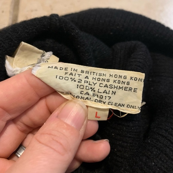 Vintage Pierre Cardin 100% 2 Ply Cashmere Black Cowl Neck Sweater Size Large - Picture 4 of 6